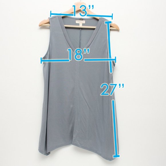 Cupio Women's Sleeveless V Neck Blouse Medium Bluish Gray Modal Polyester Blend - Picture 3 of 5